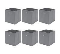 Redd Royal Pack of 2/4/6 Fabric Unit Storage Cubes Boxes Foldable with Handle, Non-Woven Fabric Collapsible Storage Organizer Basket Bins for Wardrobe Clothes Toys (Grey#2, Pack of 6)