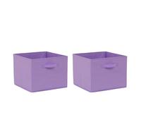 Redd Royal Pack of 2/4/6 Fabric Unit Storage Cubes Boxes Foldable with Handle, Non-Woven Fabric Collapsible Storage Organizer Basket Bins for Wardrobe Clothes Toys (Light Purple 38*30, Pack of 2)