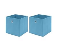 Redd Royal Pack of 2/4/6 Fabric Unit Storage Cubes Boxes Foldable with Handle, Non-Woven Fabric Collapsible Storage Organizer Basket Bins for Wardrobe Clothes Toys (Blue#2, Pack of 2)