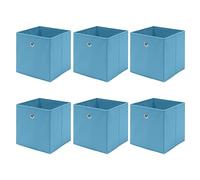 Redd Royal Pack of 2/4/6 Fabric Unit Storage Cubes Boxes Foldable with Handle, Non-Woven Fabric Collapsible Storage Organizer Basket Bins for Wardrobe Clothes Toys (Blue#2, Pack of 6)