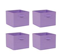 Redd Royal Pack of 2/4/6 Fabric Unit Storage Cubes Boxes Foldable with Handle, Non-Woven Fabric Collapsible Storage Organizer Basket Bins for Wardrobe Clothes Toys (Light Purple 38*30, Pack of 4)