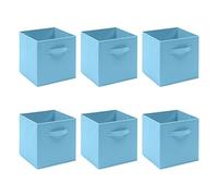 Redd Royal Pack of 2/4/6 Fabric Unit Storage Cubes Boxes Foldable with Handle, Non-Woven Fabric Collapsible Storage Organizer Basket Bins for Wardrobe Clothes Toys (Blue, Pack of 6)