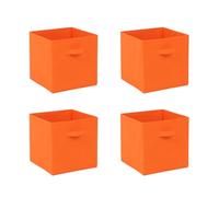 Redd Royal Pack of 2/4/6 Fabric Unit Storage Cubes Boxes Foldable with Handle, Non-Woven Fabric Collapsible Storage Organizer Basket Bins for Wardrobe Clothes Toys (30*30cm Orange, Pack of 4)