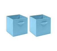 Redd Royal Pack of 2/4/6 Fabric Unit Storage Cubes Boxes Foldable with Handle, Non-Woven Fabric Collapsible Storage Organizer Basket Bins for Wardrobe Clothes Toys (Blue, Pack of 2)