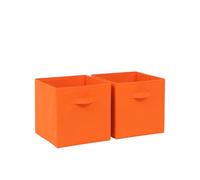 Redd Royal Pack of 2/4/6 Fabric Unit Storage Cubes Boxes Foldable with Handle, Non-Woven Fabric Collapsible Storage Organizer Basket Bins for Wardrobe Clothes Toys (30*30cm Orange, Pack of 2)
