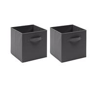 Redd Royal Pack of 2/4/6 Non-Woven Fabric Unit Storage Cubes Boxes Foldable Collapsible Storage Organizer Basket Bins with Handle for Wardrobe Clothes Toys Bedroom Living Room (Grey, Pack of 2)