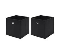 Redd Royal Pack of 2/4/6 Non-Woven Fabric Unit Storage Cubes Boxes Foldable Collapsible Storage Organizer Basket Bins with Handle for Wardrobe Clothes Toys Bedroom Living Room (Black#2, Pack of 2)