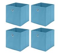Redd Royal Pack of 2/4/6 Non-Woven Fabric Unit Storage Cubes Boxes Foldable Collapsible Storage Organizer Basket Bins with Handle for Wardrobe Clothes Toys Bedroom Living Room (Blue#2, Pack of 4)
