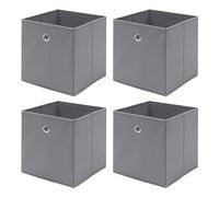 Redd Royal Pack of 2/4/6 Non-Woven Fabric Unit Storage Cubes Boxes Foldable Collapsible Storage Organizer Basket Bins with Handle for Wardrobe Clothes Toys Bedroom Living Room (Grey#2, Pack of 4)