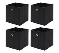 Redd Royal Pack of 2/4/6 Non-Woven Fabric Unit Storage Cubes Boxes Foldable Collapsible Storage Organizer Basket Bins with Handle for Wardrobe Clothes Toys Bedroom Living Room (Black#2, Pack of 4)