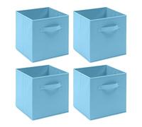 Redd Royal Pack of 2/4/6 Non-Woven Fabric Unit Storage Cubes Boxes Foldable Collapsible Storage Organizer Basket Bins with Handle for Wardrobe Clothes Toys Bedroom Living Room (Blue, Pack of 4)