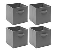 Redd Royal Pack of 2/4/6 Non-Woven Fabric Unit Storage Cubes Boxes Foldable Collapsible Storage Organizer Basket Bins with Handle for Wardrobe Clothes Toys Bedroom Living Room (Light Grey, Pack of 4)