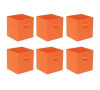 Redd Royal Pack of 2/4/6 Non-Woven Fabric Unit Storage Cubes Boxes Foldable Collapsible Storage Organizer Basket Bins with Handle for Wardrobe Clothes Toys Bedroom Living Room (Orange, Pack of 6)