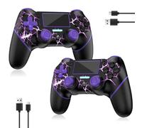Reddening for PS4 Controller 2 Pack, Controller PS4 for PS4/Pro/Slim/PC, Gamepad Joystick with Turbo/Back Button/Dual Vibration/6-Axis Gyro Sensor/Touch Panel (2 printed purple)