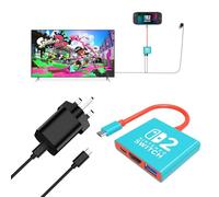 Reddening Switch 2 Dock with 60W Switch 2 Charger, Replacement Docking Station for Nintendo Switch 2, Supports 4K/60Hz TV Mode, HDMI 2.0, PD 100W & USB 3.0, Portable Travel AC Adapter