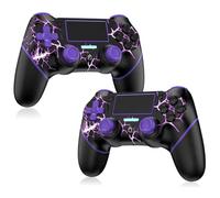 Reddening Wireless Controller for PS4 2 Pack, Controller for PS4/Pro/Slim/PC, Gamepad Joystick with Turbo/Back Button/Dual Vibration/6-Axis Gyro Sensor/Touch Panel (Purple) (Printed Purple)