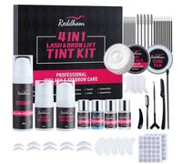 Reddhoon Upgraded 4 In 1 Lash Lift & Brow Lamination and Tint Kit, Lash Lift Kit & Brow Lamination Kit with Black Dark Brown Color, Quick Lifting & Voluminous Coloring with All Tools, For 6-8 Weeks