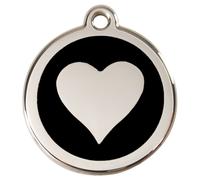 RedDingo Cat Brand Black Heart With Custom Engraving, 20Mm S