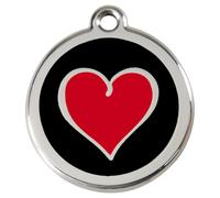 RedDingo Cat Brand Engravable Black Heart S 20Mm Stainless Steel Pet Supplies
