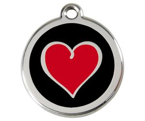 RedDingo Cat Brand Engravable Black Heart S 20Mm Stainless Steel Pet Supplies
