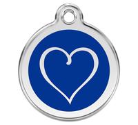 RedDingo Cat Brand Engravable Cartoon Heart 20Mm Dark Blue S Pet Supplies