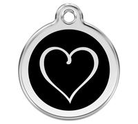 RedDingo Cat Brand Engravable Cartoon Heart Black Ø20Mm S Personalized