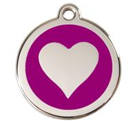 RedDingo Cat Brand Heart Purple S Customizable Engravable 20Mm Stainless Steel