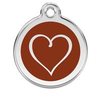 RedDingo Cat Brand With Engraving Cartoon Heart Brown, Ø 20 Mm, Size S