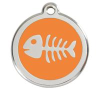 RedDingo Cat Tag Engraving S 20mm Orange Fish Bones Personalised Stainless Steel