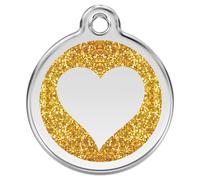 RedDingo Cat Tag Gold Heart S Engraving 20mm Enamel Stainless Steel Personal