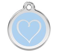 RedDingo Cat Tag Light Blue Cartoon Heart Engravable 20mm Stainless Steel