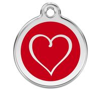 RedDingo Cat Tag Red Cartoon Heart Engravable S 20mm Stainless Steel