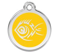 RedDingo Cat Tag S Yellow Tribal Fish Gravurpersonalisiert 20mm Stainless Steel