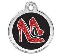 RedDingo Dog Tag Glitter Red Shoe Black Customizable Stainless Steel S/M/L