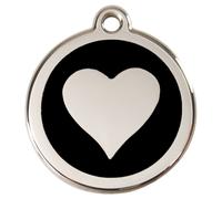 RedDingo Dog Tag Heart Black Engravable - Personalized Pet Tag S/M/L
