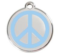 RedDingo Dog Tag Peace Engravable Light Blue - Stainless Steel For Dogs S/M/L