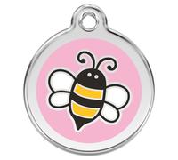 RedDingo Dog Tag Pink Bumble Bee With Custom Engraving For Dogs