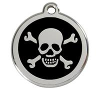 RedDingo Dog Tag Skull Customizable Engravable Black For Dogs