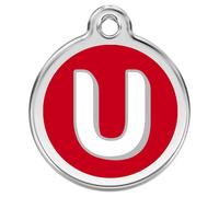 RedDingo Dog Tag U Red Customizable For Dogs - Enamel Stainless Steel