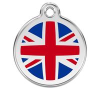 RedDingo Dog Tag UK Flag Customizable | Engraving Stainless Steel Enamel