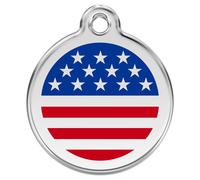 RedDingo Dog Tag USA Flag Engravable, Stainless Steel, Customizable