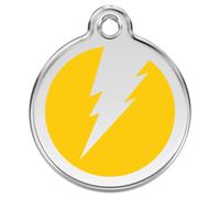 RedDingo Dog Tag Yellow Lightning Engraving Personalized Stainless Steel S/M/L