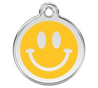 RedDingo Dog Tag Yellow Smiley With Custom Engraving For Dogs