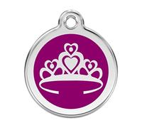 RedDingo enamel pet id tag, large, "Crown", Purple