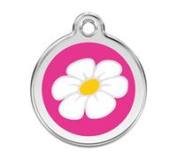 RedDingo enamel pet id tag, small, "Daisy", Hot Pink