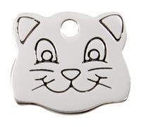 RedDingo Stainless Steel Cat Tag Engravable Cat Face S 21.4x18.4 Mm