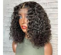 Reddish Brown Short Bob Deep Wave Human Hair Wigs For Women, Peruvian Kinky Curly Lace Front Wig Natural Hairline