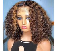 Reddish Brown Short Bob Deep Wave Human Hair Wigs For Women, Peruvian Kinky Curly Lace Front Wig Natural Hairline