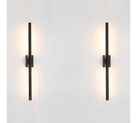 Reddragon Lighting - Set of 2 Dimmable Black Tube Linear Wall Sconces with Minimalist Wiring 24 Inch for Bathroom, Living Room, Bedroom, Hallway (2 Pack, 24 Inch, Black,