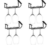 RedDreamer 7 Inch Black Wine Glass Rack, Under Cabinet Stemware Holder, Hanging Stemware Holder for Cabinet Kitchen Bar, Set of 4